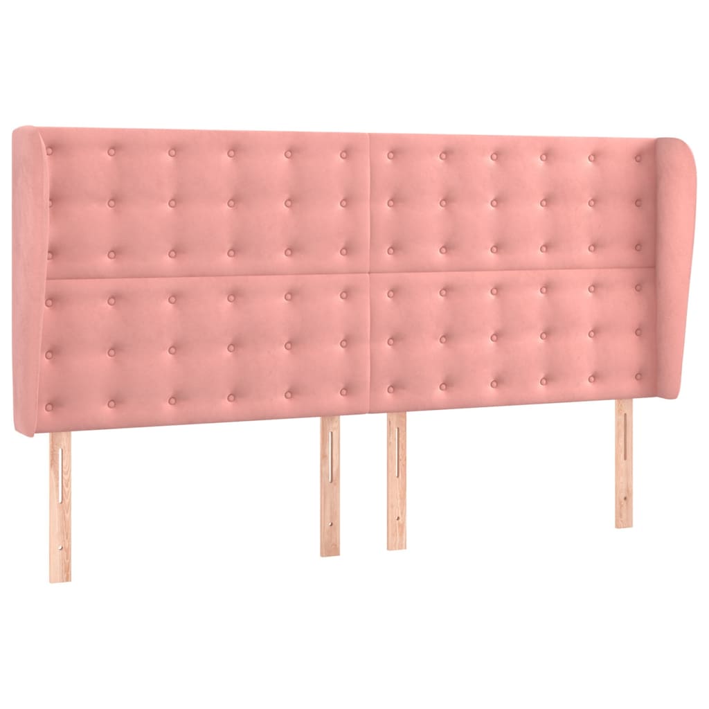 Kopfteil mit Ohren Rosa 203x23x118/128 cm Samt