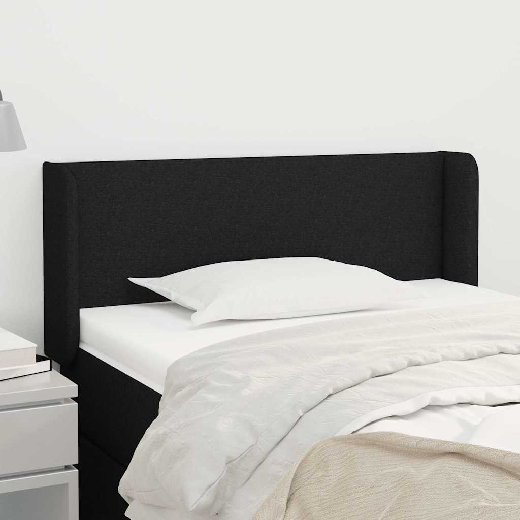 Kopfteil mit Ohren Schwarz 103x16x78/88 cm Stoff