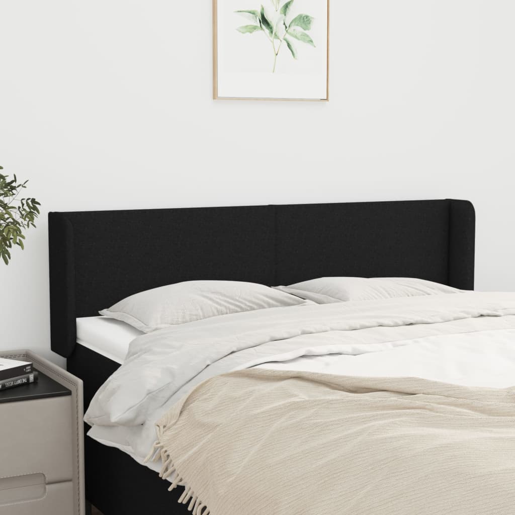Kopfteil mit Ohren Schwarz 147x16x78/88 cm Stoff