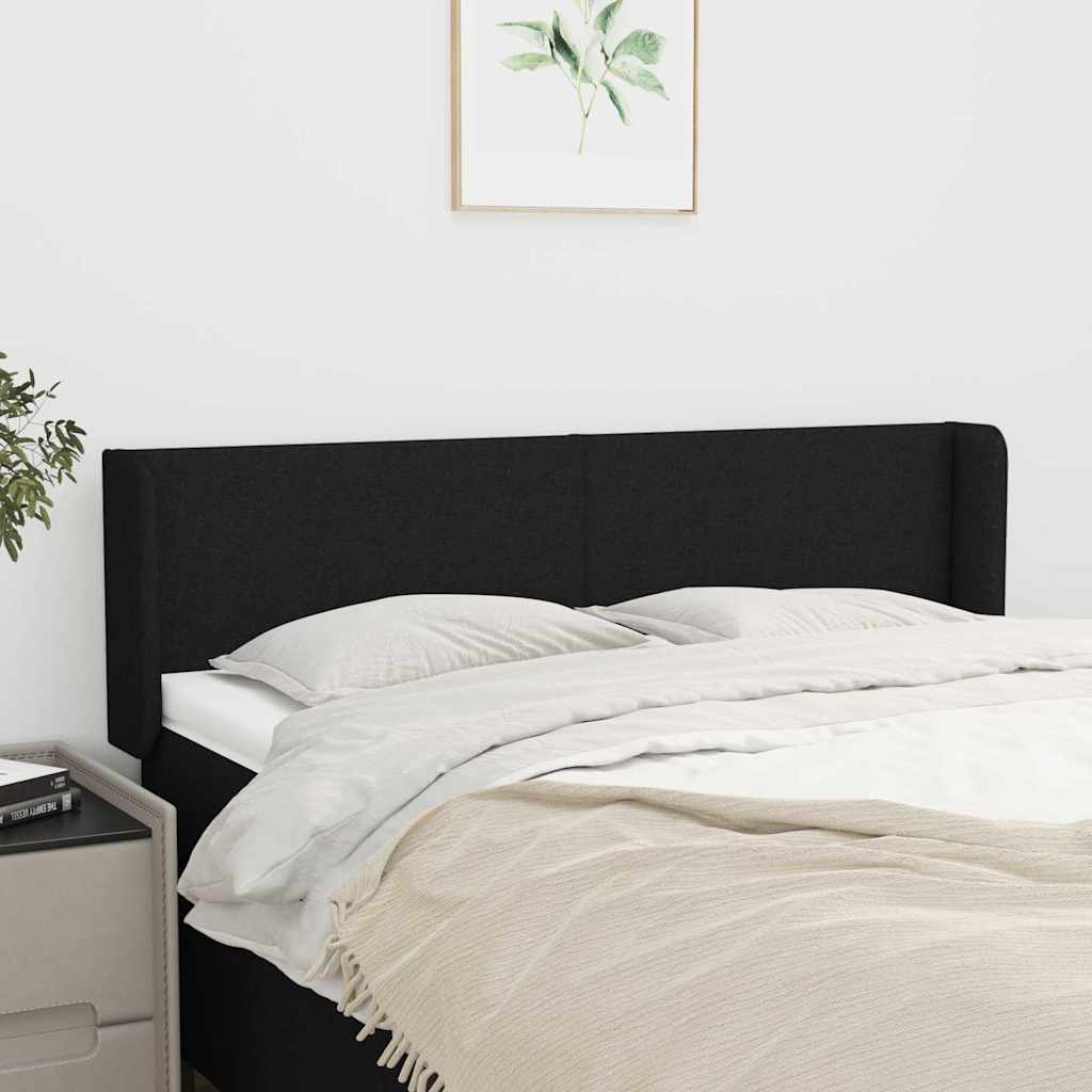 Kopfteil mit Ohren Schwarz 147x16x78/88 cm Stoff