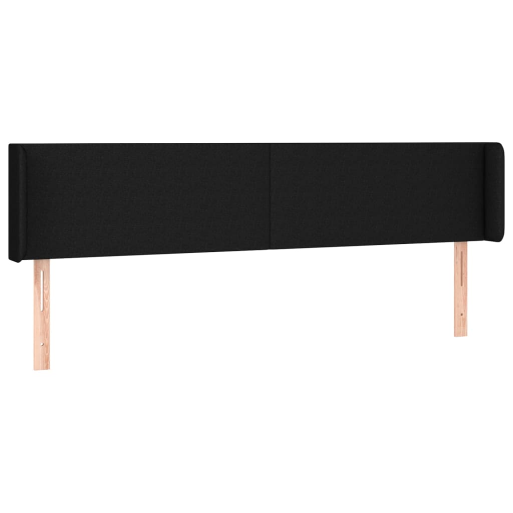 Kopfteil mit Ohren Schwarz 203x16x78/88 cm Stoff