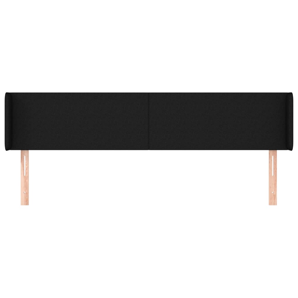 Kopfteil mit Ohren Schwarz 203x16x78/88 cm Stoff