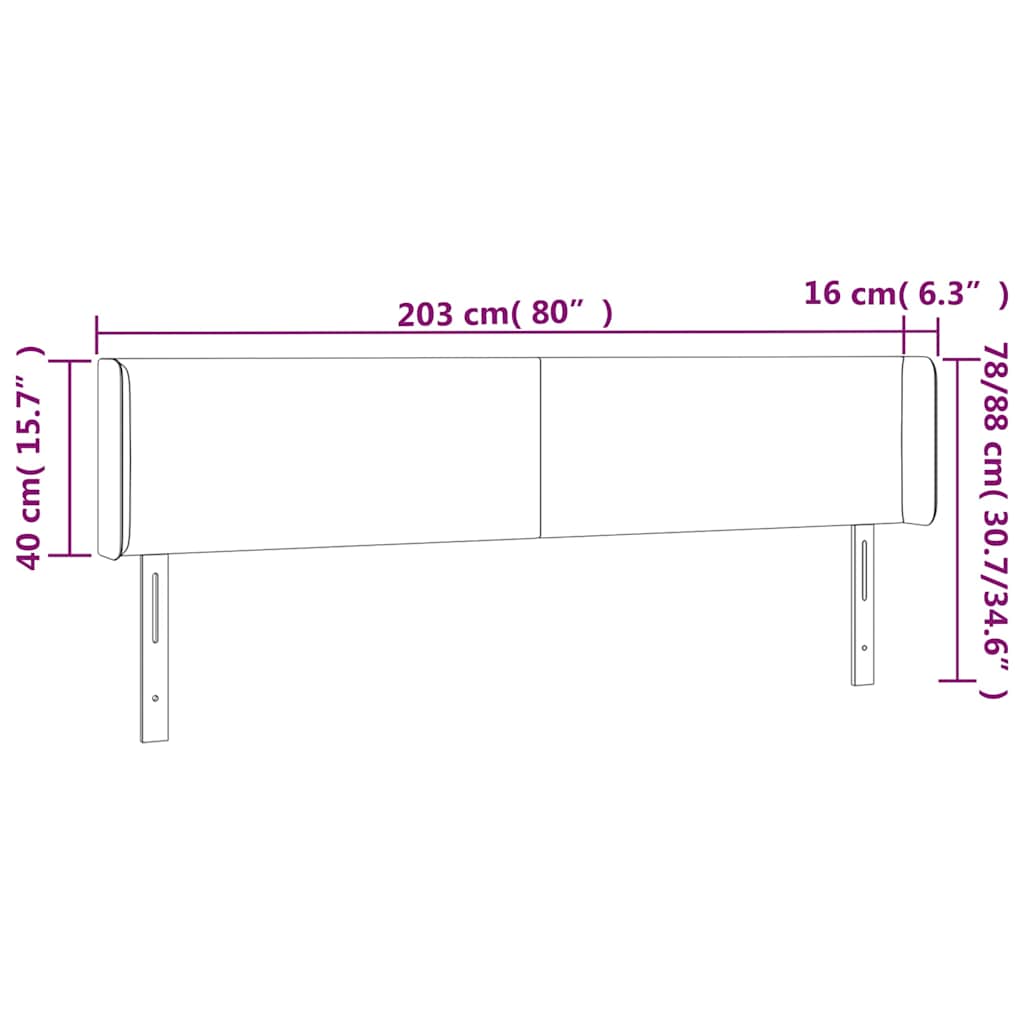 Kopfteil mit Ohren Blau 203x16x78/88 cm Stoff