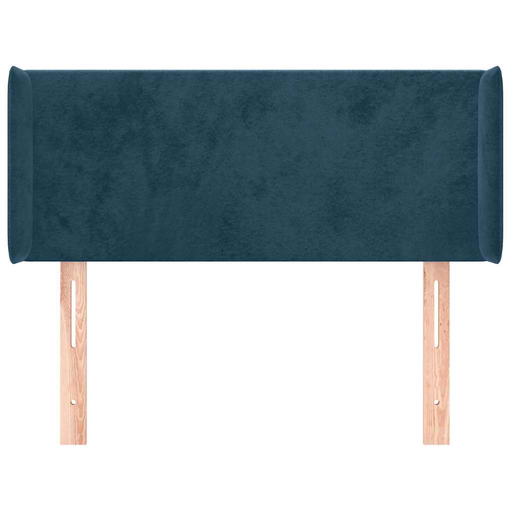 Kopfteil mit Ohren Dunkelblau 103x16x78/88 cm Samt