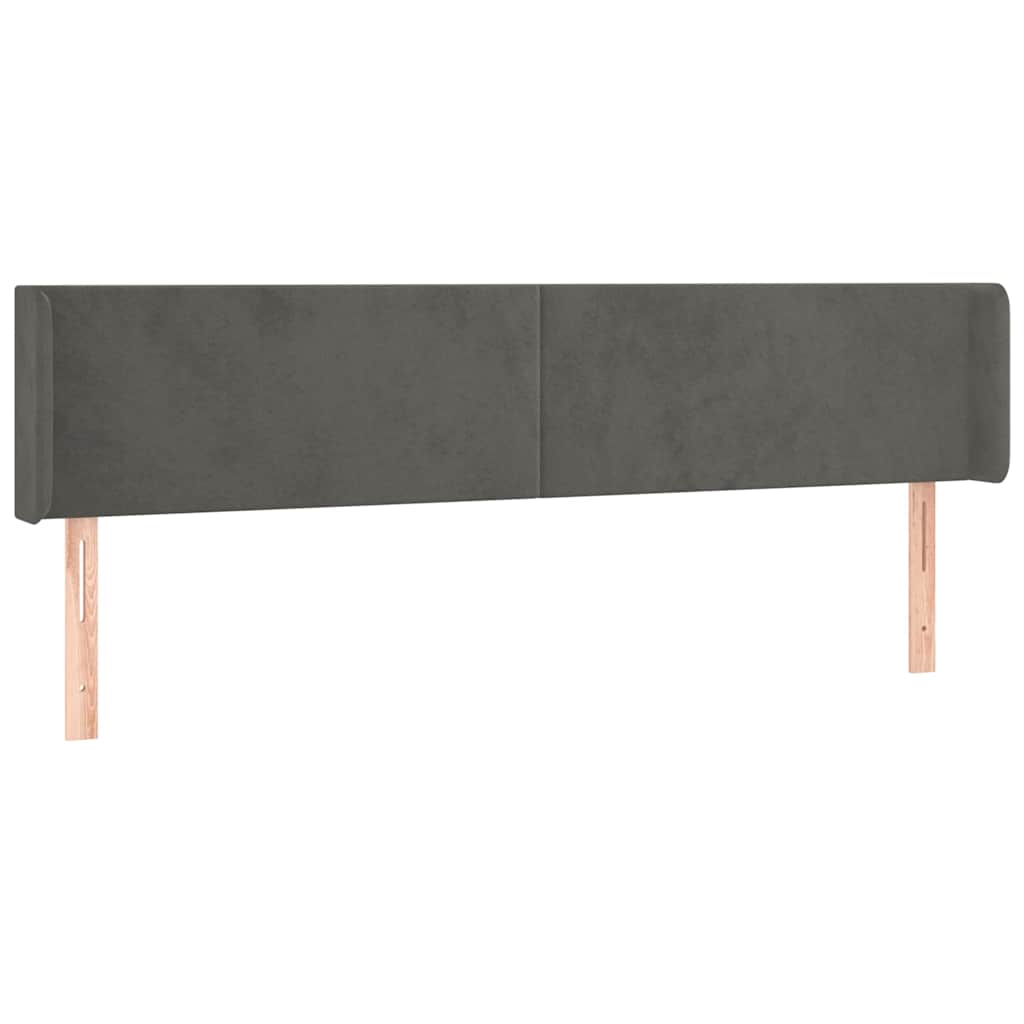 Kopfteil mit Ohren Dunkelgrau 203x16x78/88 cm Samt