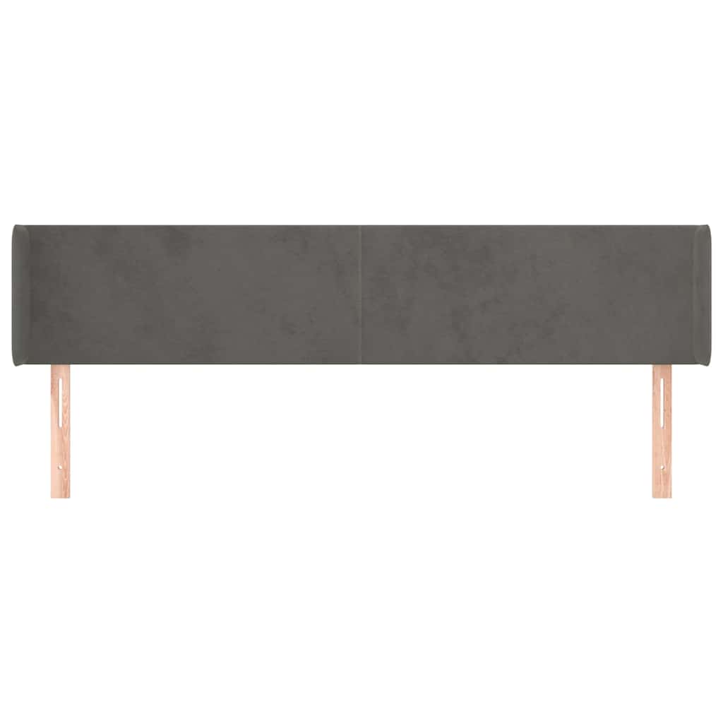 Kopfteil mit Ohren Dunkelgrau 203x16x78/88 cm Samt