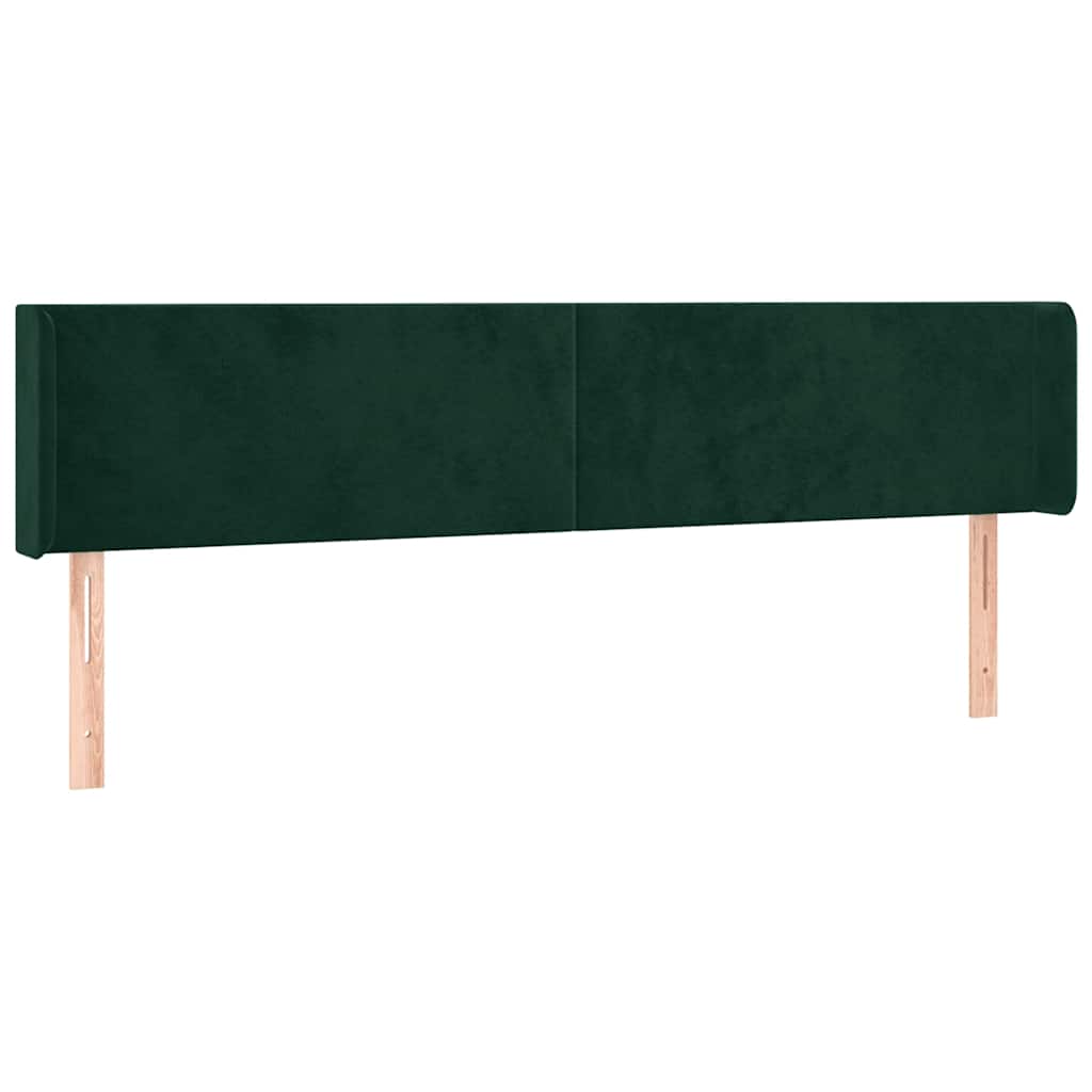Kopfteil mit Ohren Dunkelgrün 203x16x78/88 cm Samt