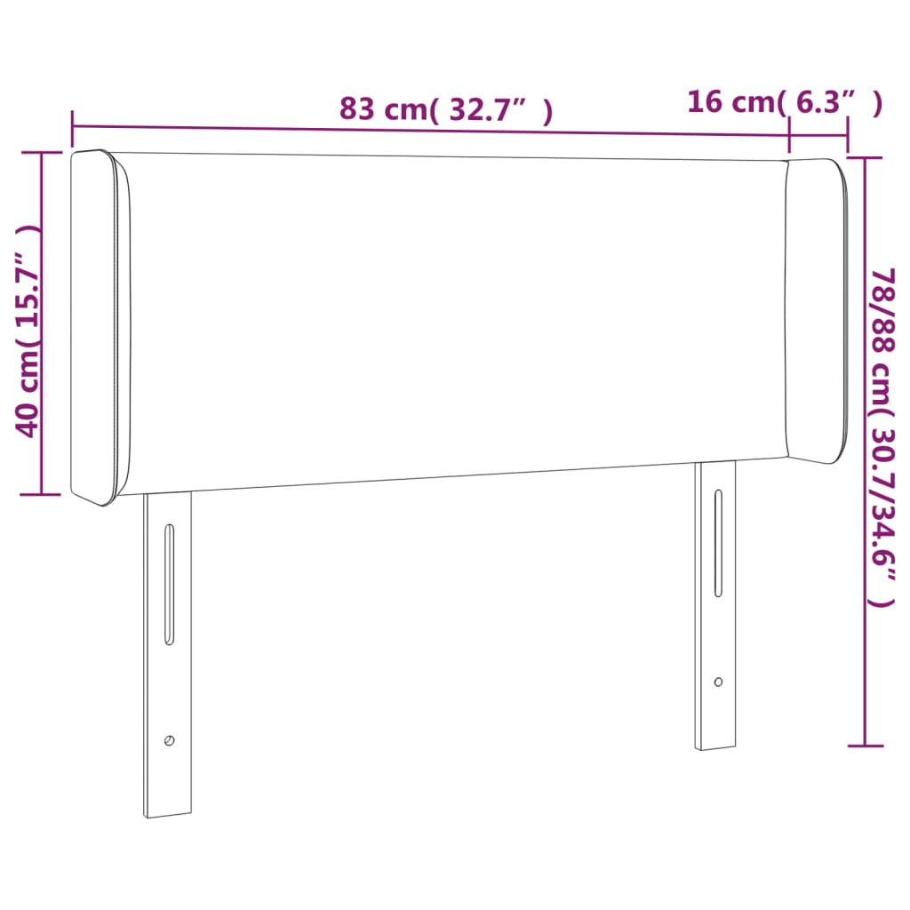 Kopfteil mit Ohren Schwarz 83x16x78/88 cm Kunstleder