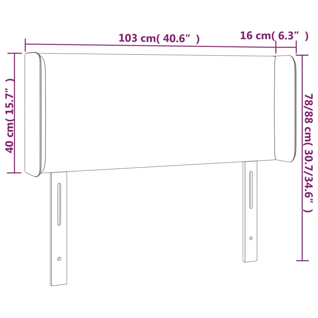 Kopfteil mit Ohren Grau 103x16x78/88 cm Kunstleder