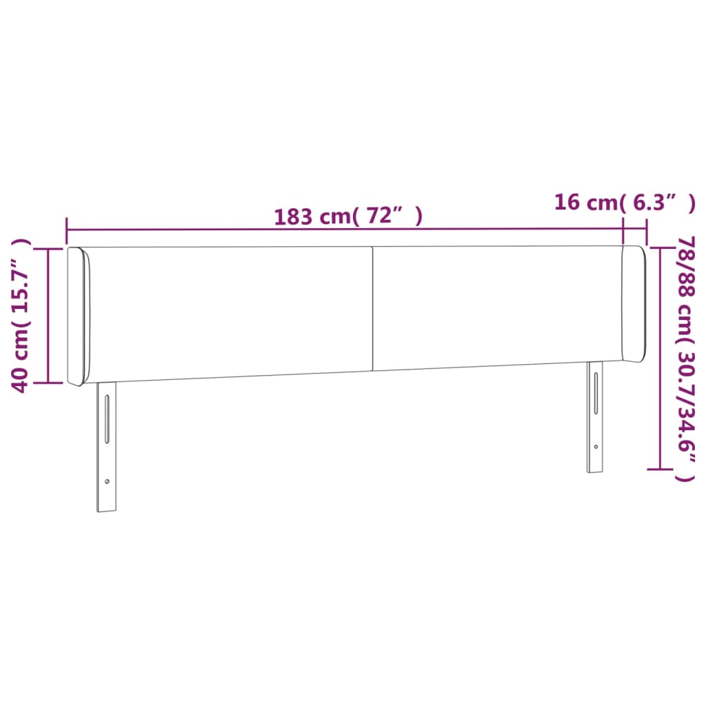 Kopfteil mit Ohren Grau 183x16x78/88 cm Kunstleder