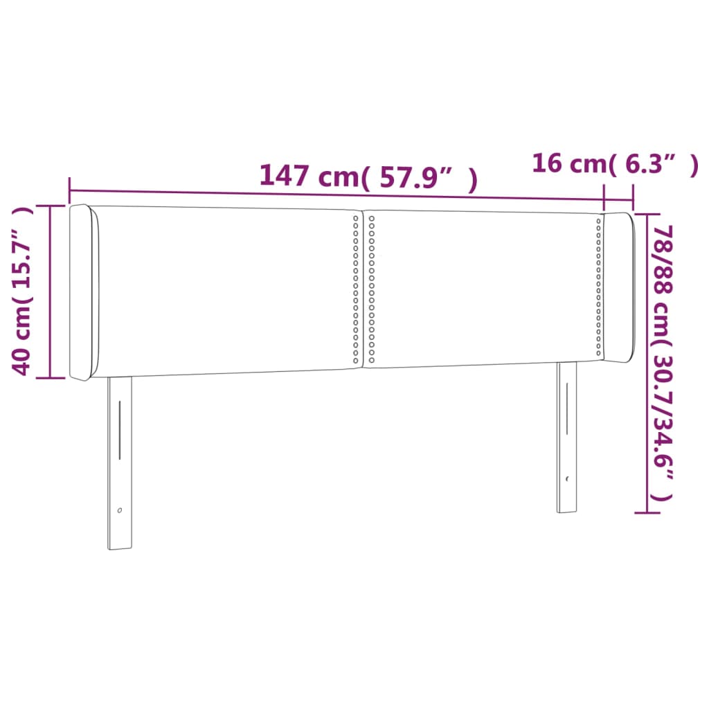 Kopfteil mit Ohren Schwarz 147x16x78/88 cm Stoff