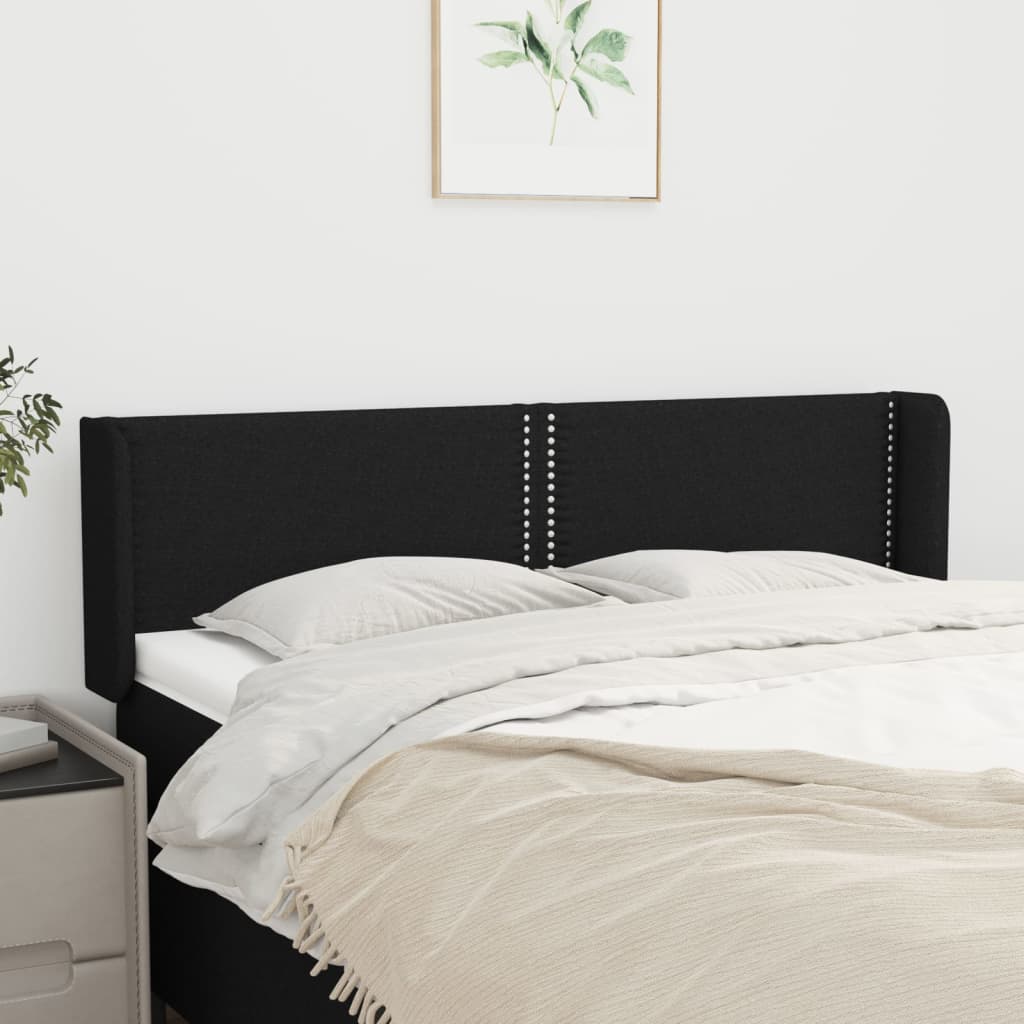 Kopfteil mit Ohren Schwarz 147x16x78/88 cm Stoff