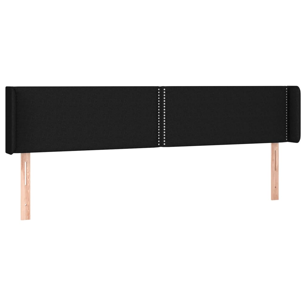 Kopfteil mit Ohren Schwarz 203x16x78/88 cm Stoff