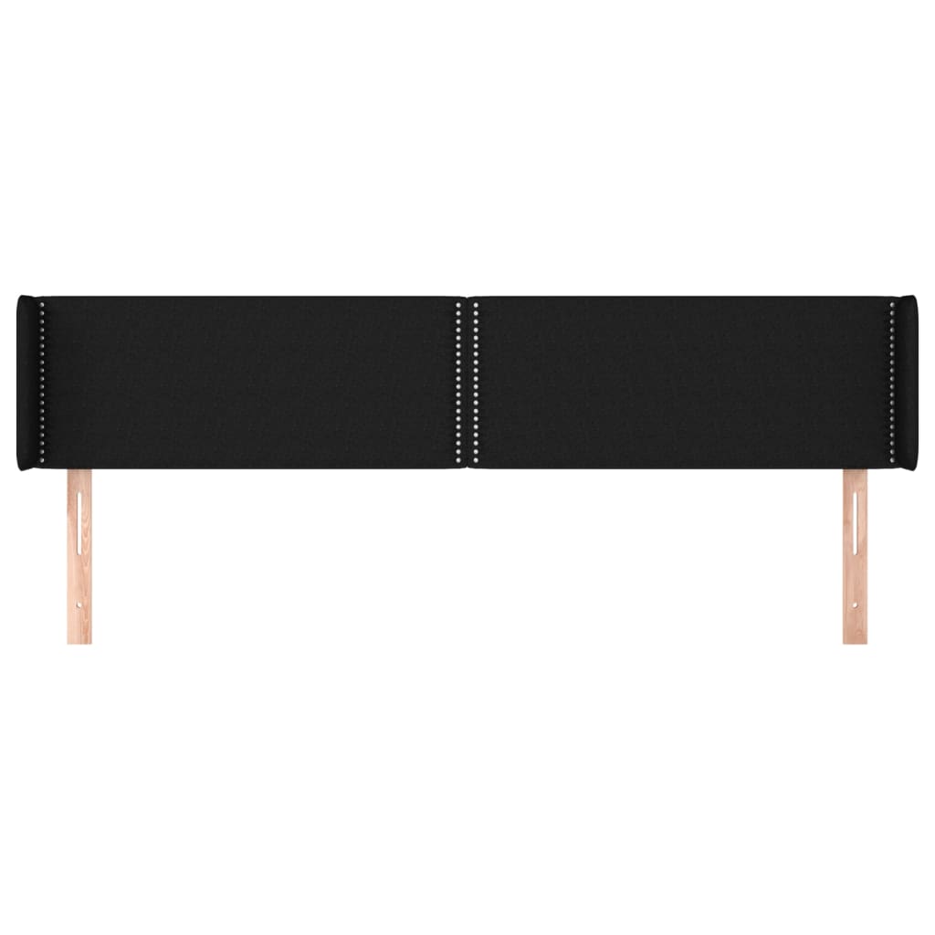 Kopfteil mit Ohren Schwarz 203x16x78/88 cm Stoff