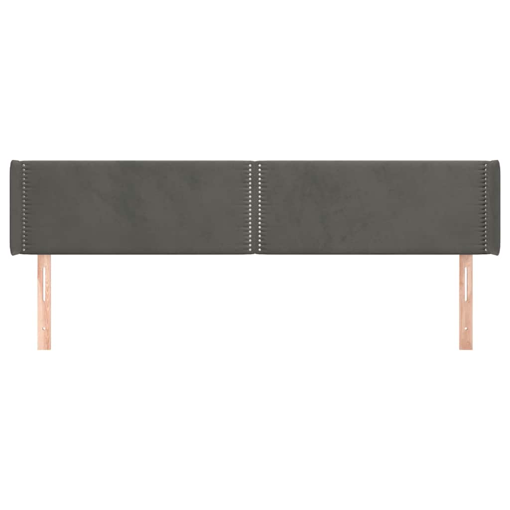 Kopfteil mit Ohren Dunkelgrau 183x16x78/88 cm Samt
