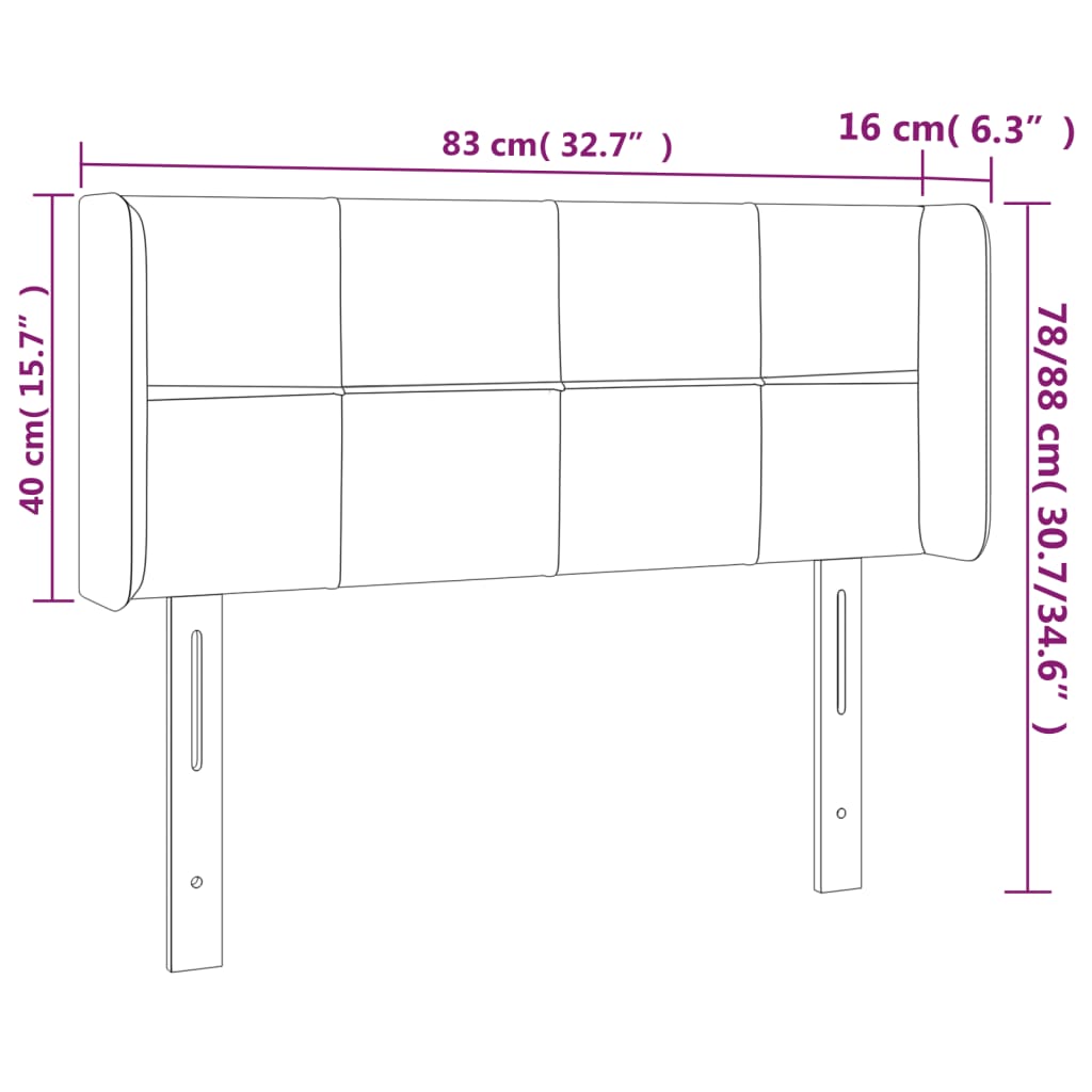 Kopfteil mit Ohren Schwarz 83x16x78/88 cm Stoff