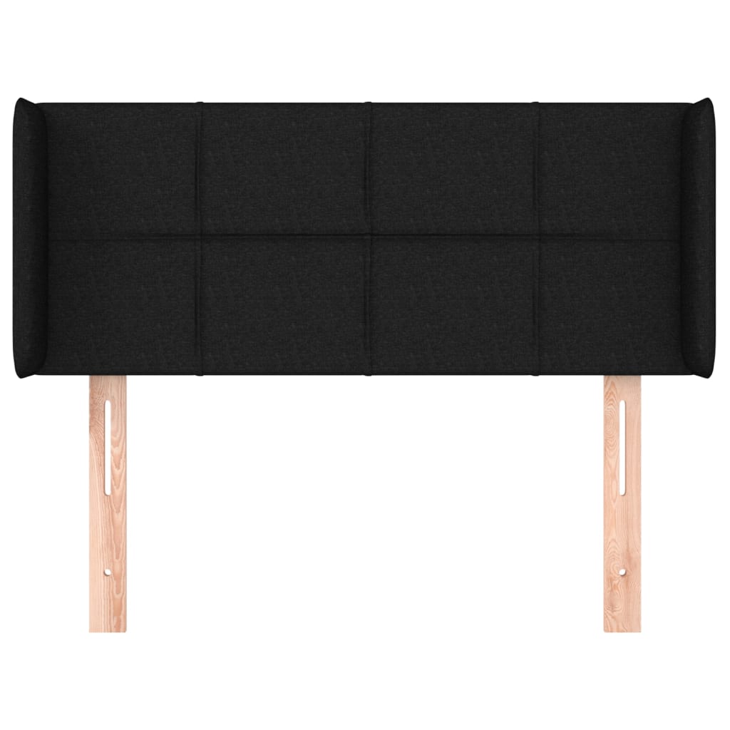 Kopfteil mit Ohren Schwarz 93x16x78/88 cm Stoff