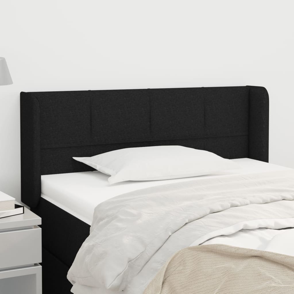 Kopfteil mit Ohren Schwarz 93x16x78/88 cm Stoff
