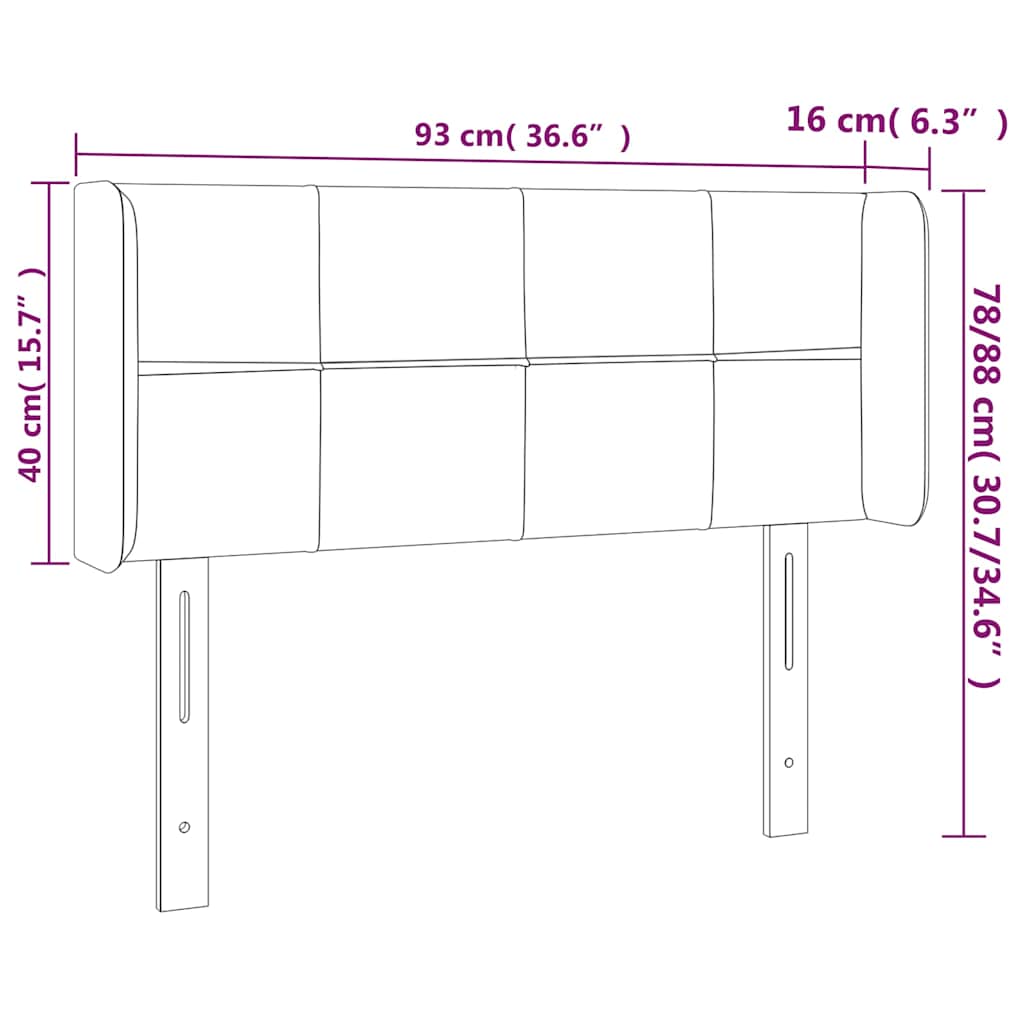 Kopfteil mit Ohren Dunkelbraun 93x16x78/88 cm Stoff
