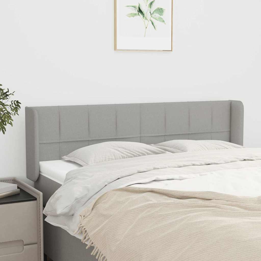 Kopfteil mit Ohren Hellgrau 147x16x78/88 cm Stoff
