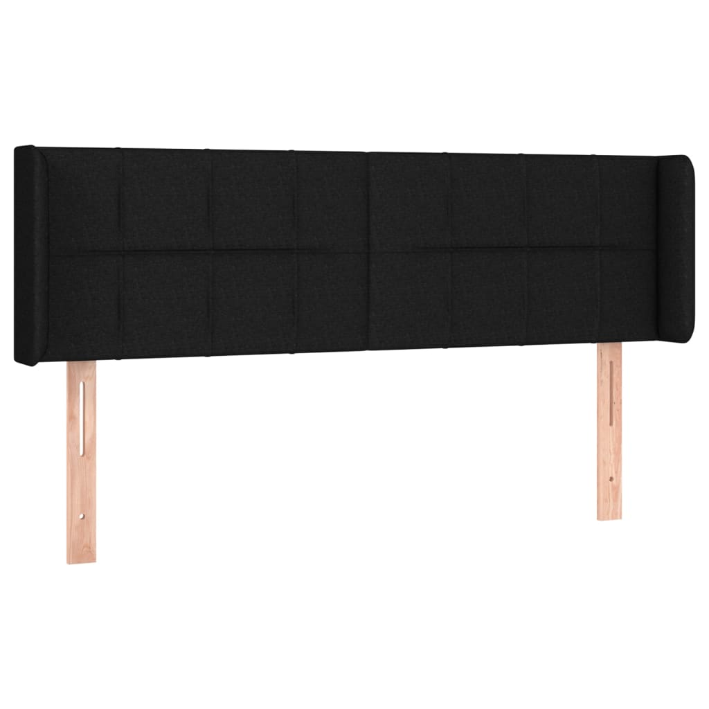 Kopfteil mit Ohren Schwarz 147x16x78/88 cm Stoff