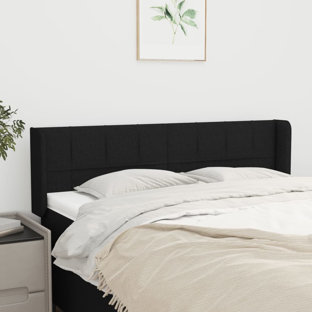 Kopfteil mit Ohren Schwarz 147x16x78/88 cm Stoff