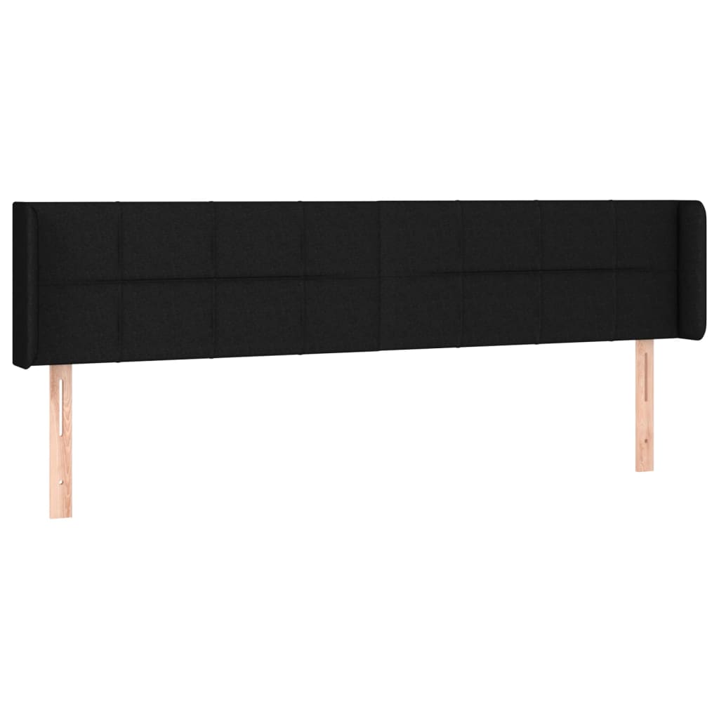 Kopfteil mit Ohren Schwarz 203x16x78/88 cm Stoff
