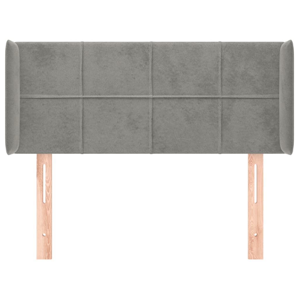 Kopfteil mit Ohren Hellgrau 83x16x78/88 cm Samt