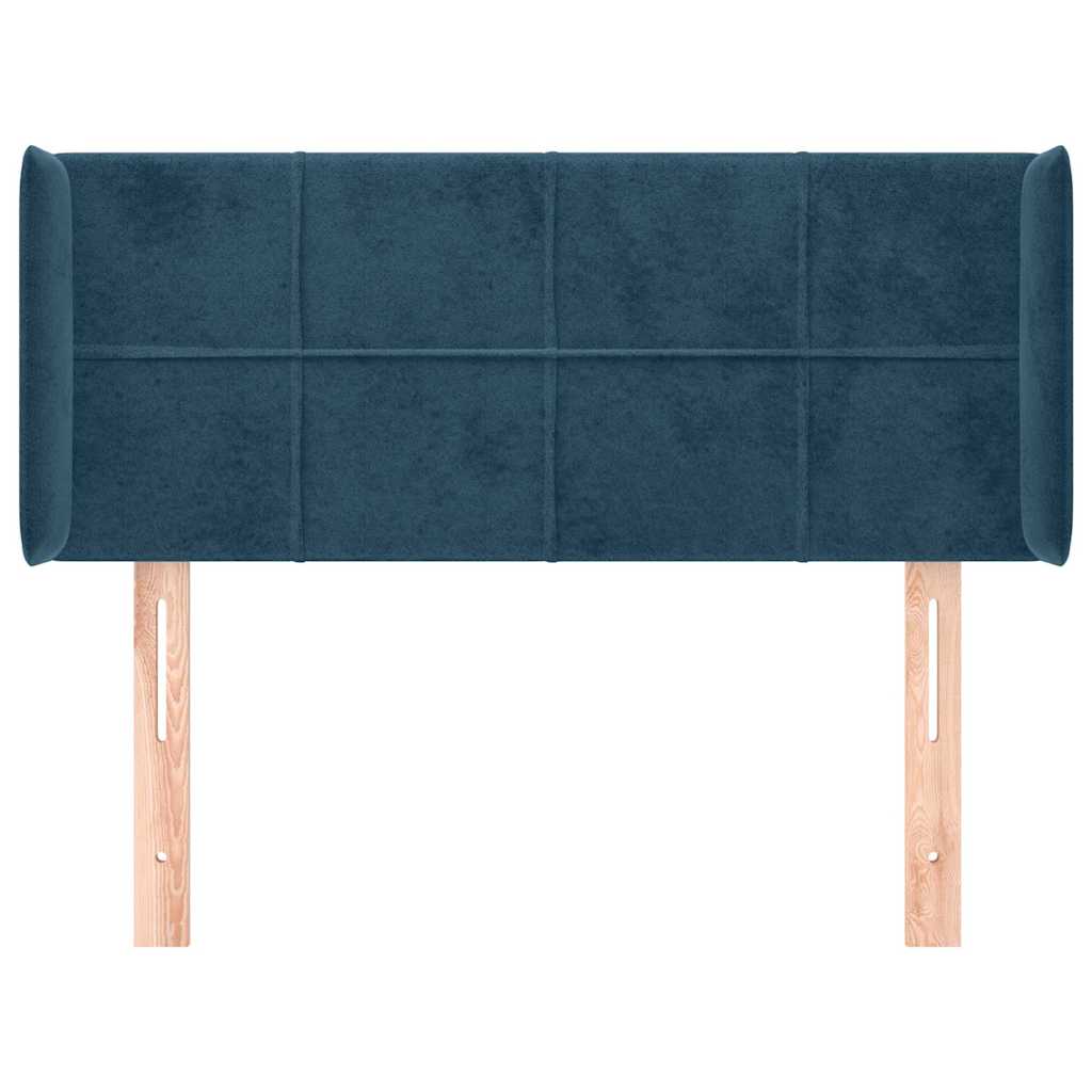 Kopfteil mit Ohren Dunkelblau 93x16x78/88 cm Samt