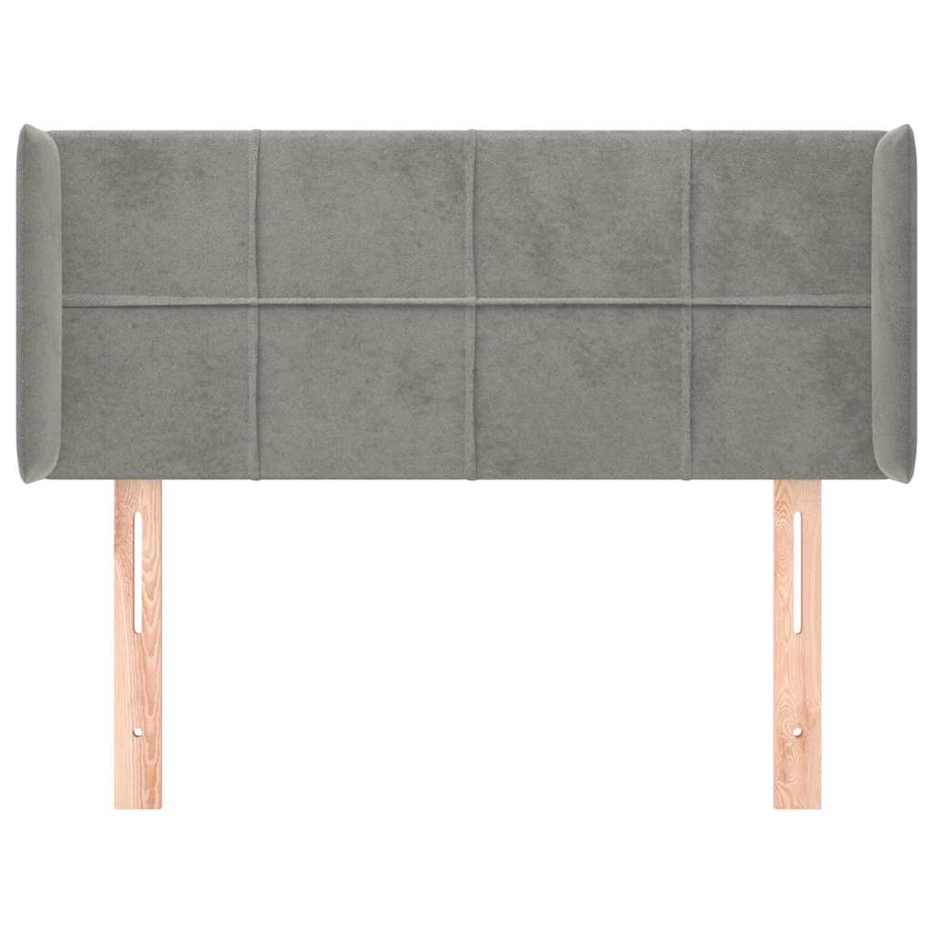 Kopfteil mit Ohren Hellgrau 103x16x78/88 cm Samt