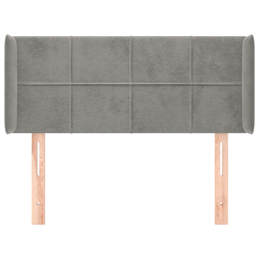 Kopfteil mit Ohren Hellgrau 103x16x78/88 cm Samt