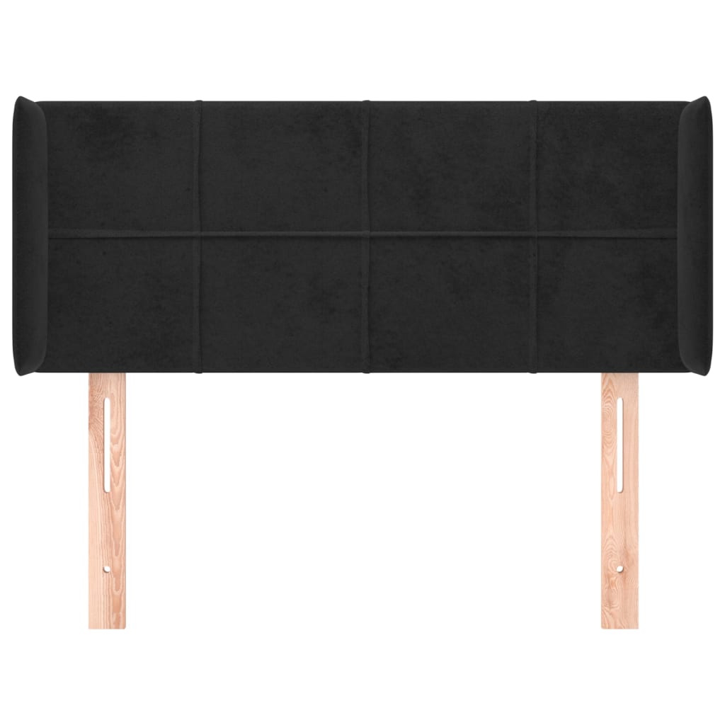 Kopfteil mit Ohren Schwarz 103x16x78/88 cm Samt