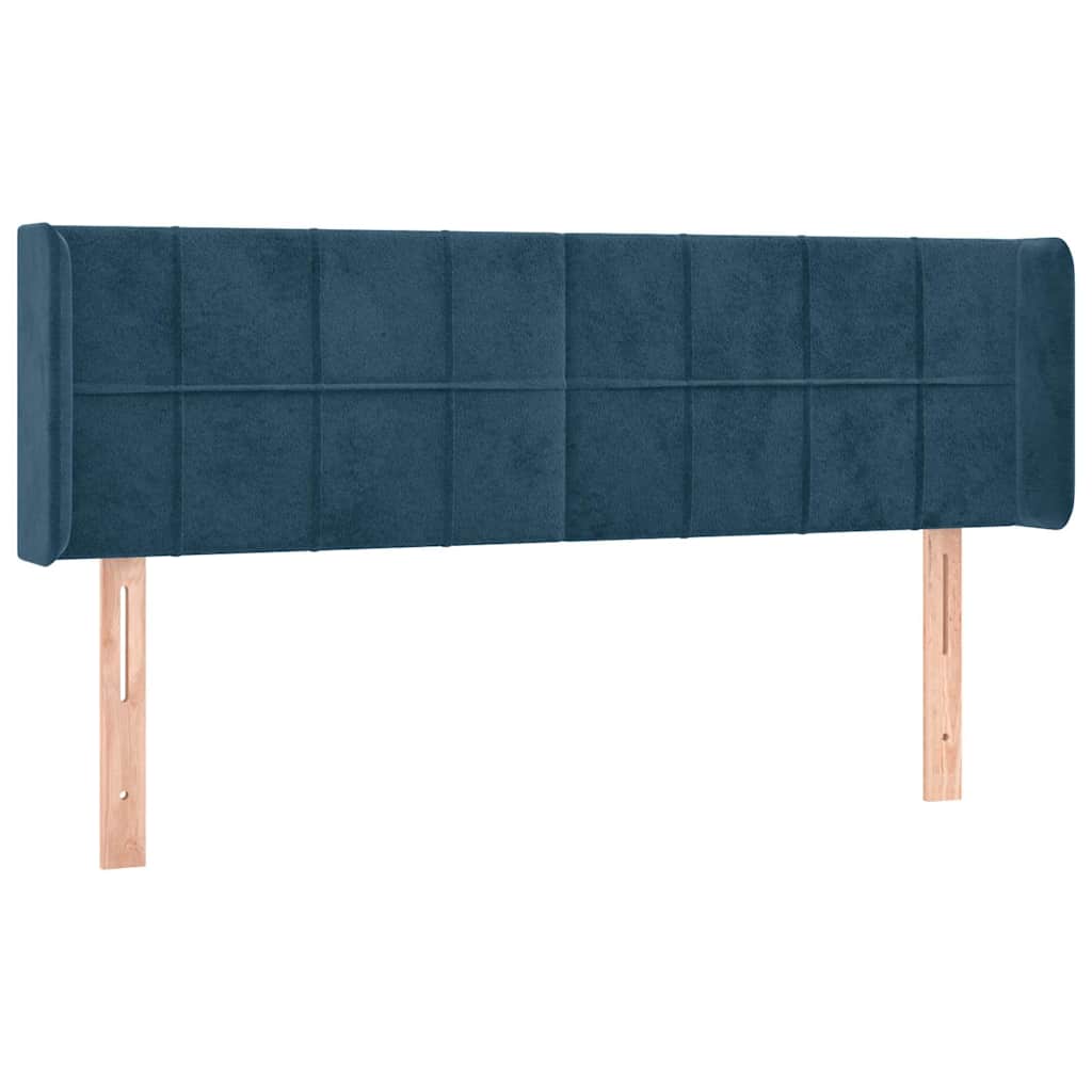 Kopfteil mit Ohren Dunkelblau 147x16x78/88 cm Samt