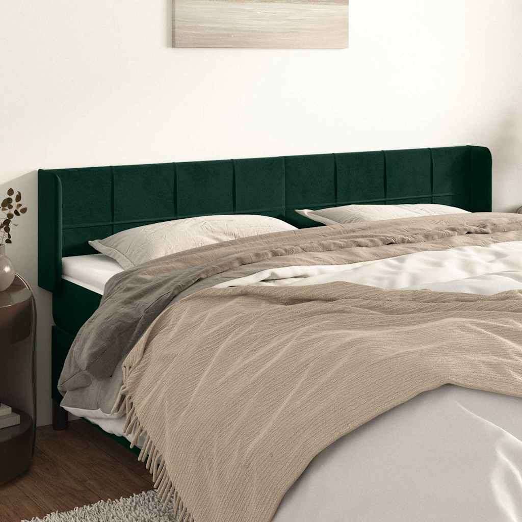 Kopfteil mit Ohren Dunkelgrün 163x16x78/88 cm Samt