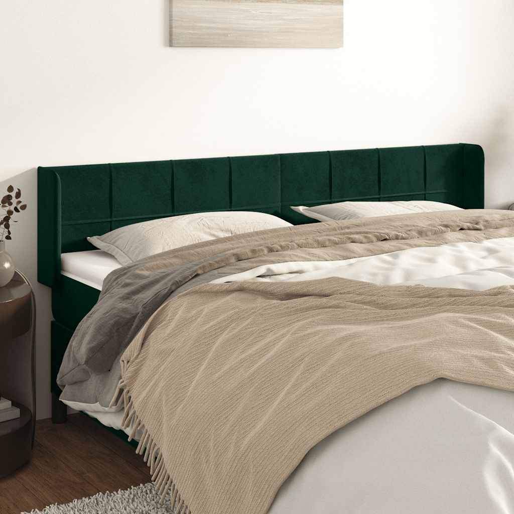 Kopfteil mit Ohren Dunkelgrün 183x16x78/88 cm Samt