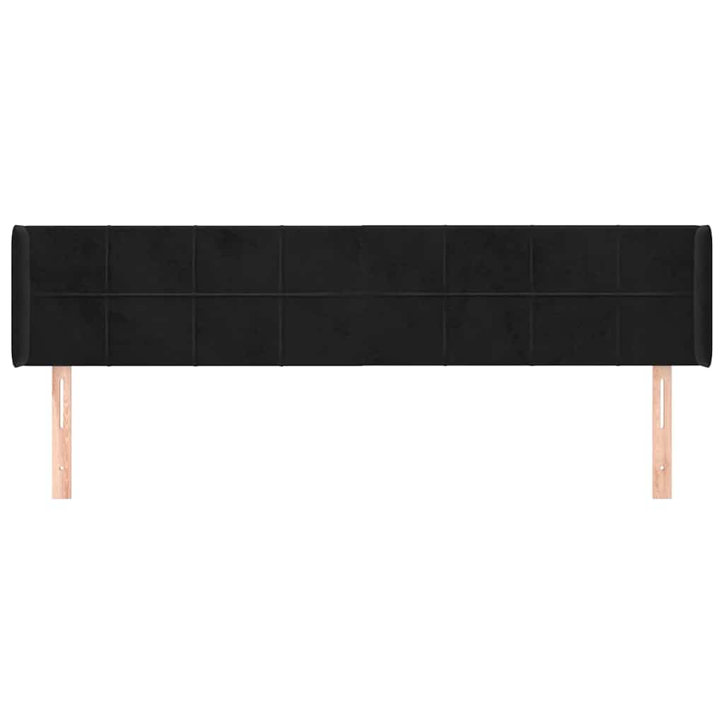 Kopfteil mit Ohren Schwarz 203x16x78/88 cm Samt