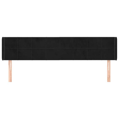 Kopfteil mit Ohren Schwarz 203x16x78/88 cm Samt
