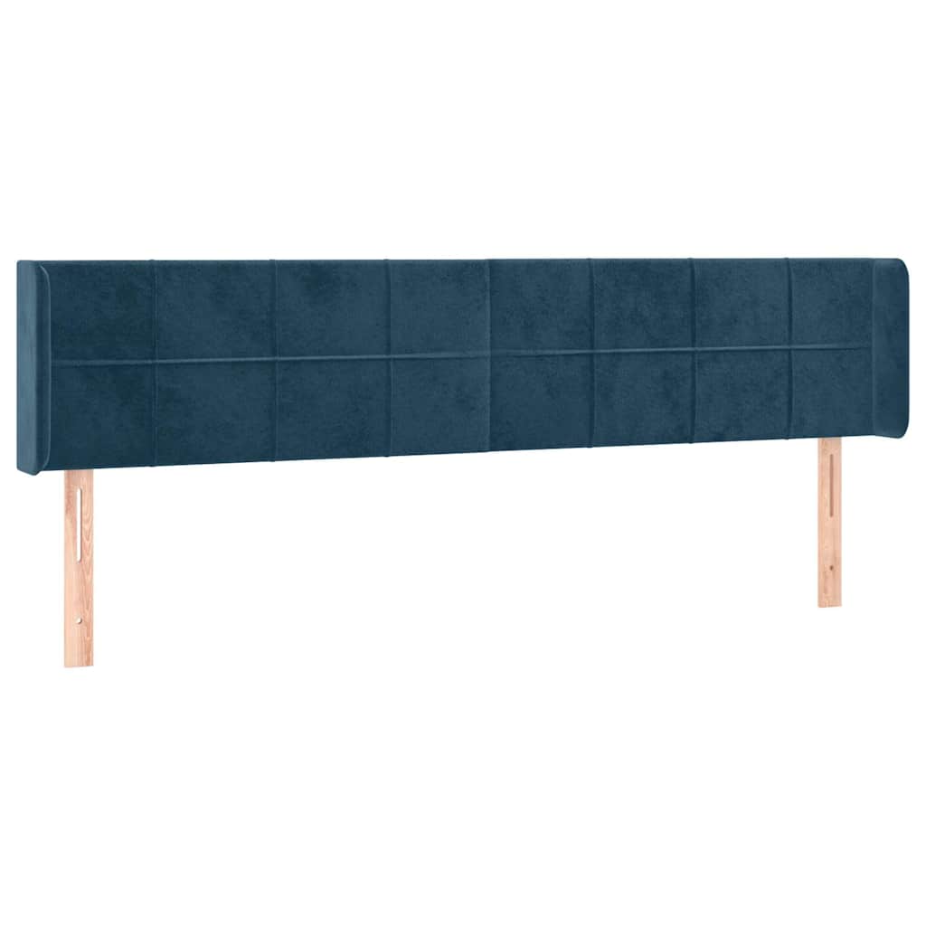 Kopfteil mit Ohren Dunkelblau 203x16x78/88 cm Samt