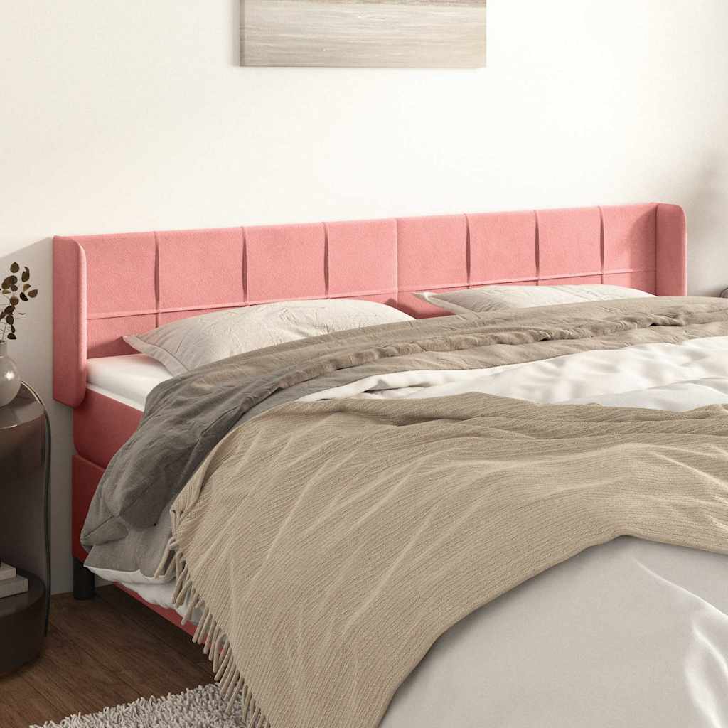 Kopfteil mit Ohren Rosa 203x16x78/88 cm Samt