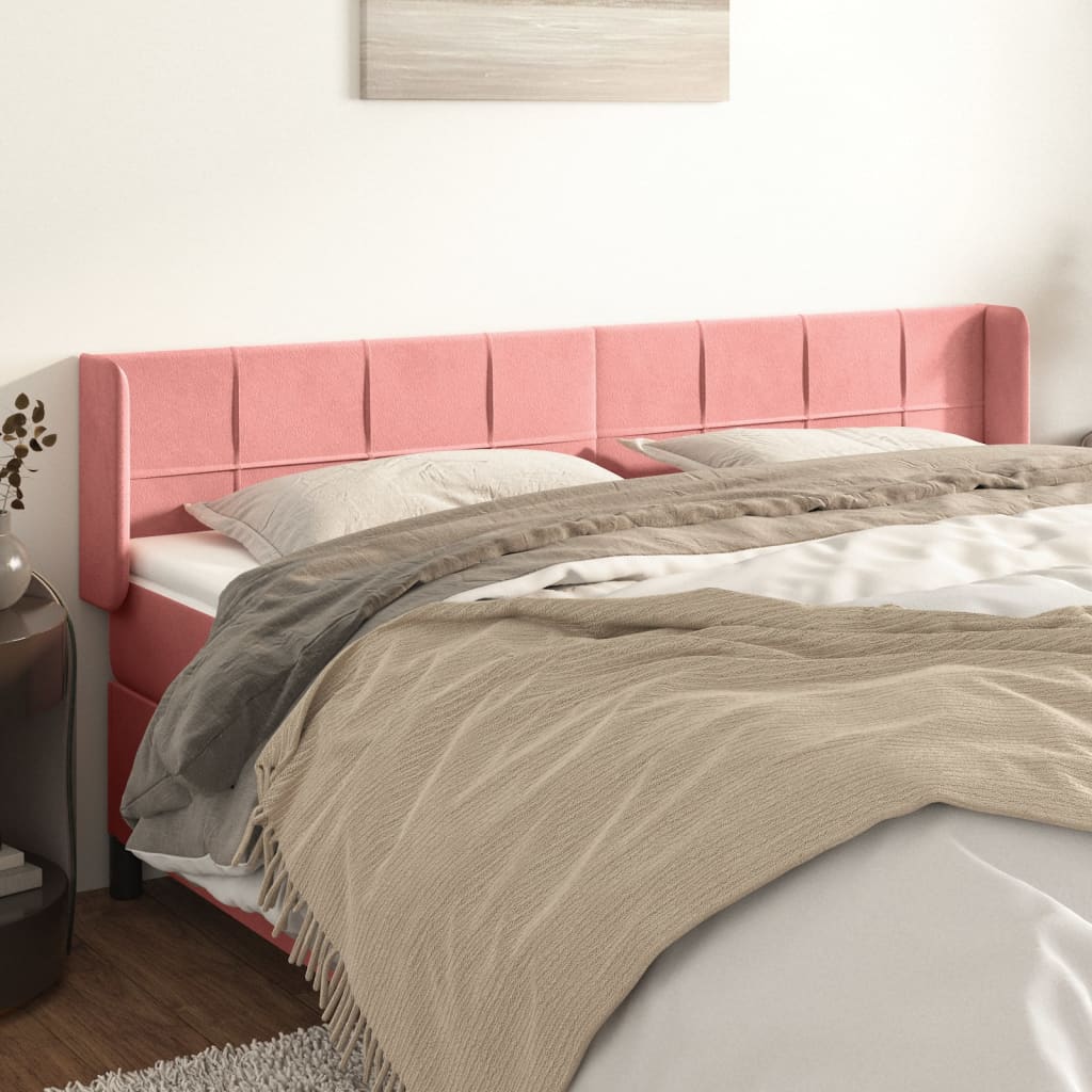Kopfteil mit Ohren Rosa 203x16x78/88 cm Samt