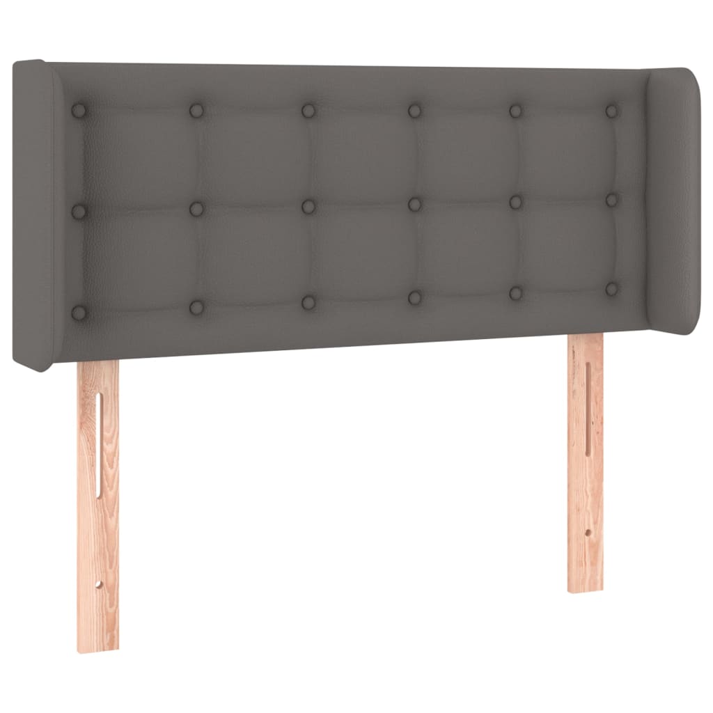Kopfteil mit Ohren Grau 93x16x78/88 cm Kunstleder