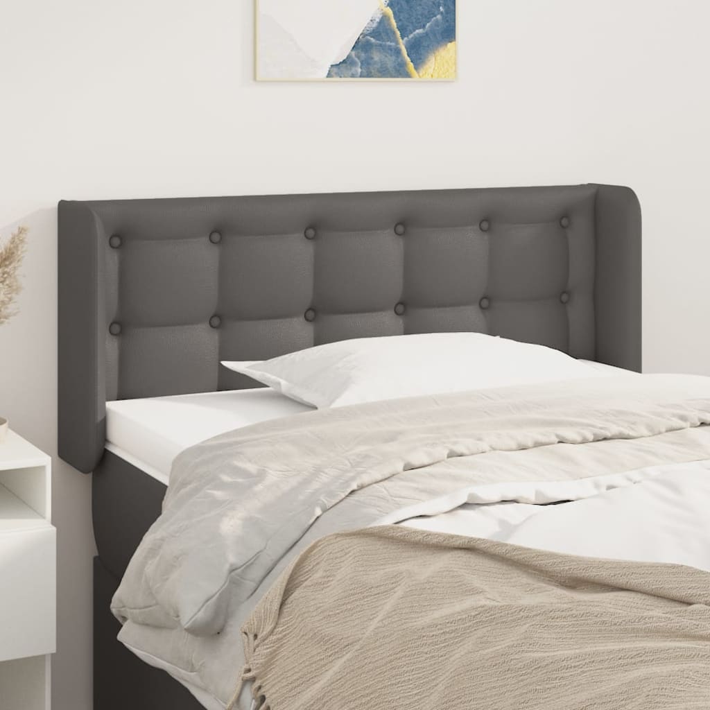 Kopfteil mit Ohren Grau 93x16x78/88 cm Kunstleder