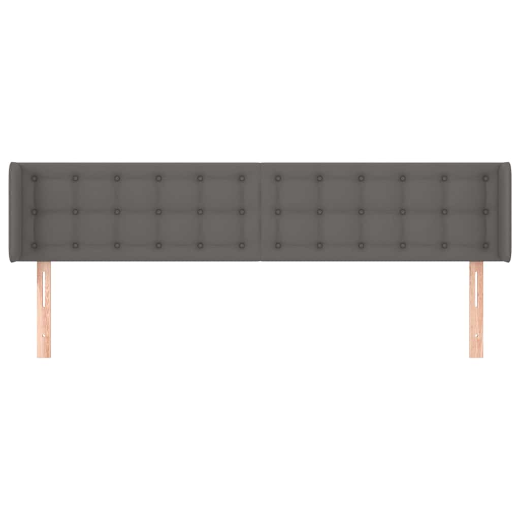 Kopfteil mit Ohren Grau 183x16x78/88 cm Kunstleder