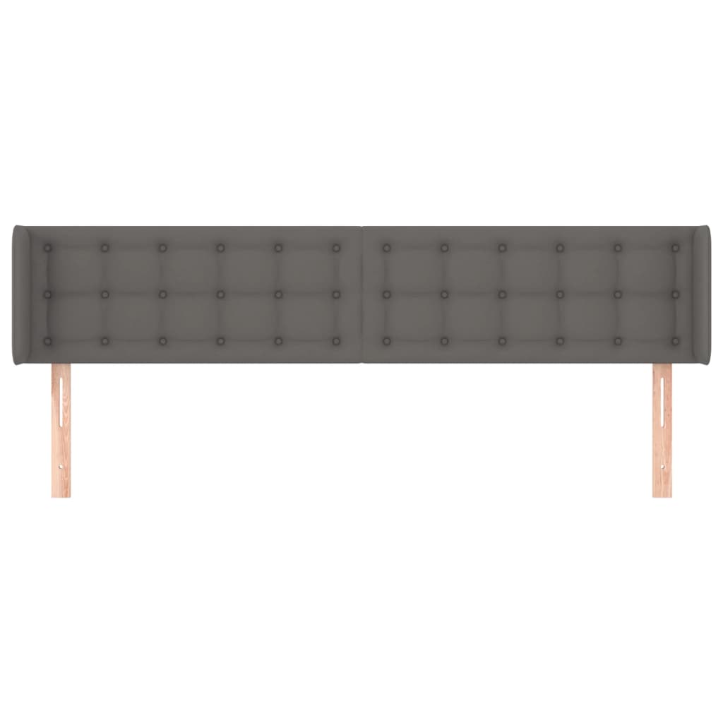 Kopfteil mit Ohren Grau 183x16x78/88 cm Kunstleder