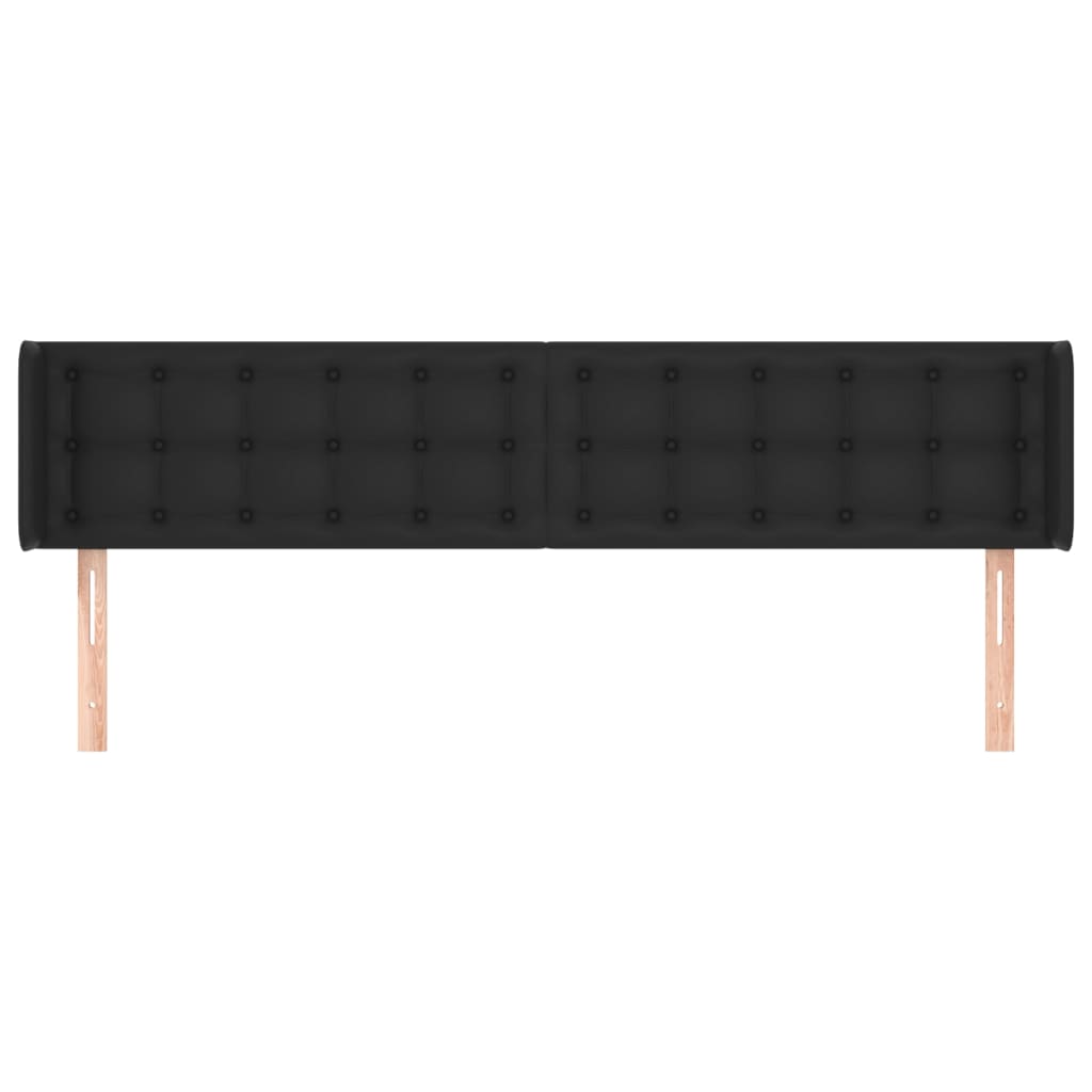Kopfteil mit Ohren Schwarz 203x16x78/88 cm Kunstleder