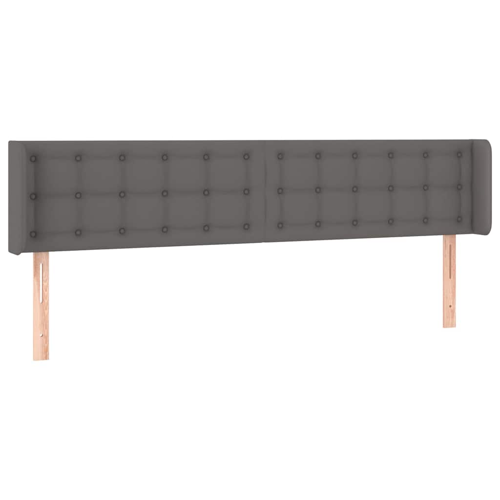 Kopfteil mit Ohren Grau 203x16x78/88 cm Kunstleder