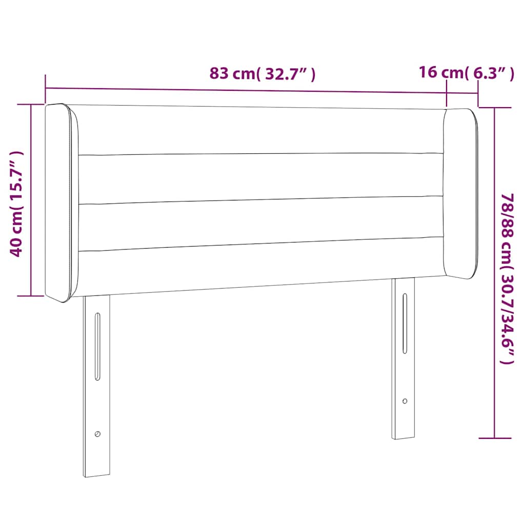 Kopfteil mit Ohren Creme 83x16x78/88 cm Stoff