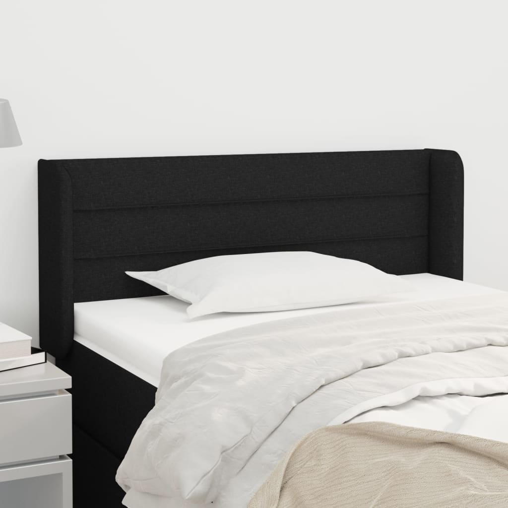 Kopfteil mit Ohren Schwarz 93x16x78/88 cm Stoff