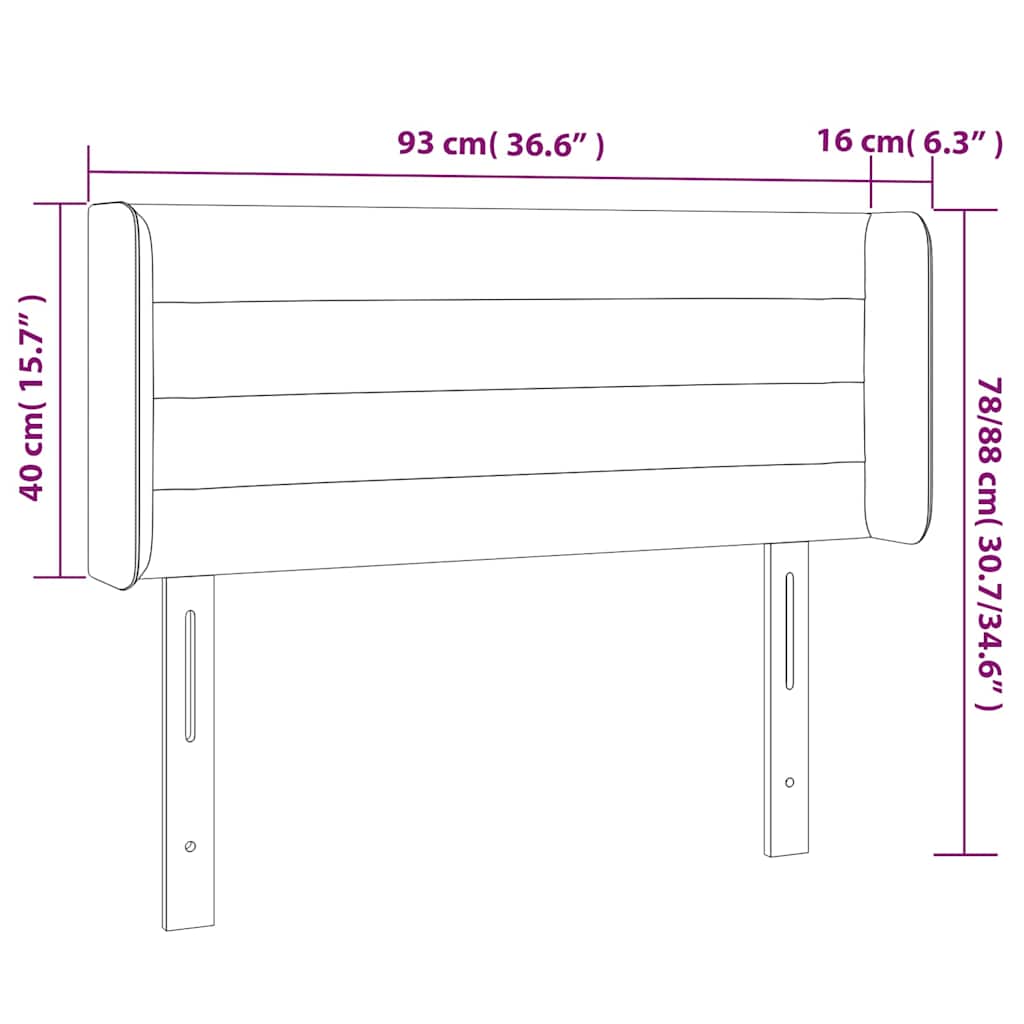 Kopfteil mit Ohren Creme 93x16x78/88 cm Stoff