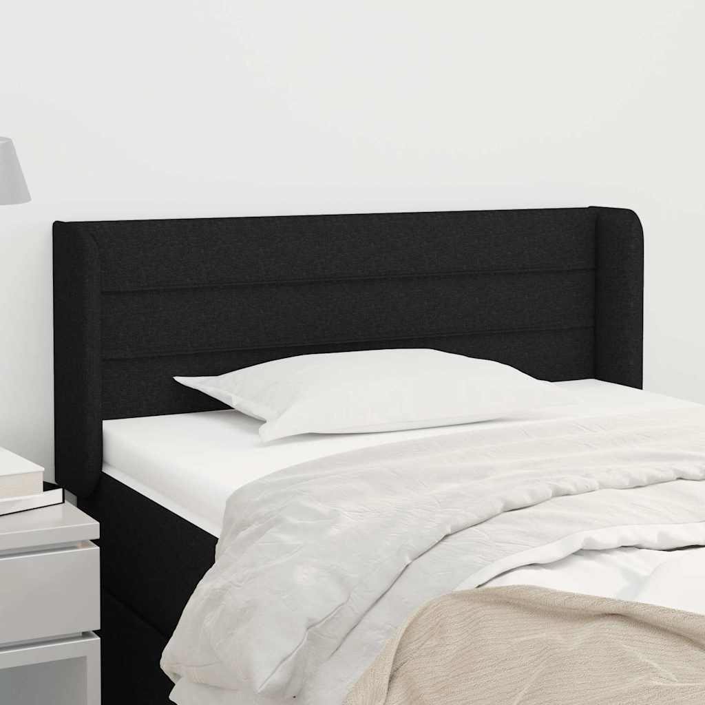 Kopfteil mit Ohren Schwarz 103x16x78/88 cm Stoff